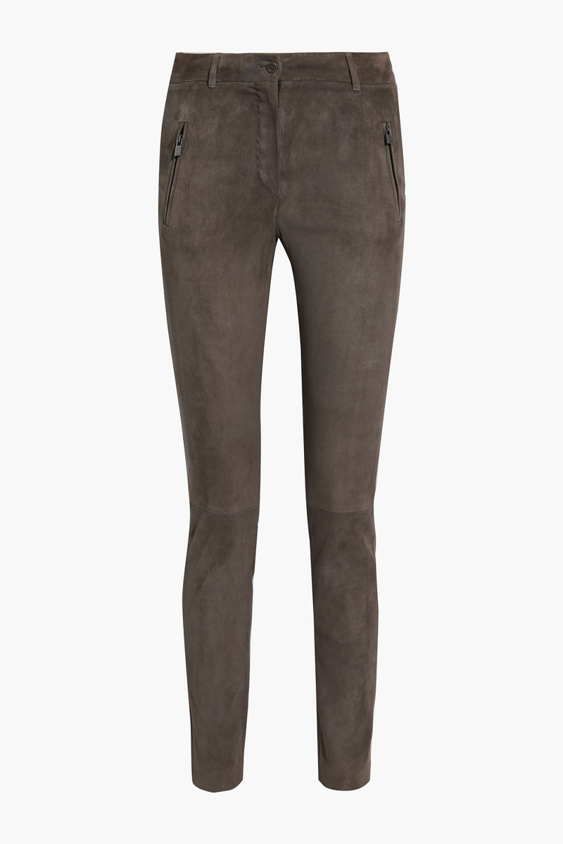loro piana - ethan suede skinny pants - neutral - it 38