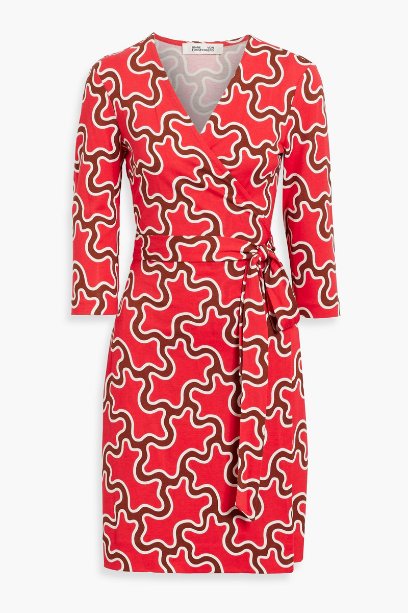 diane von furstenberg - julian printed silk-jersey wrap dress - red - m