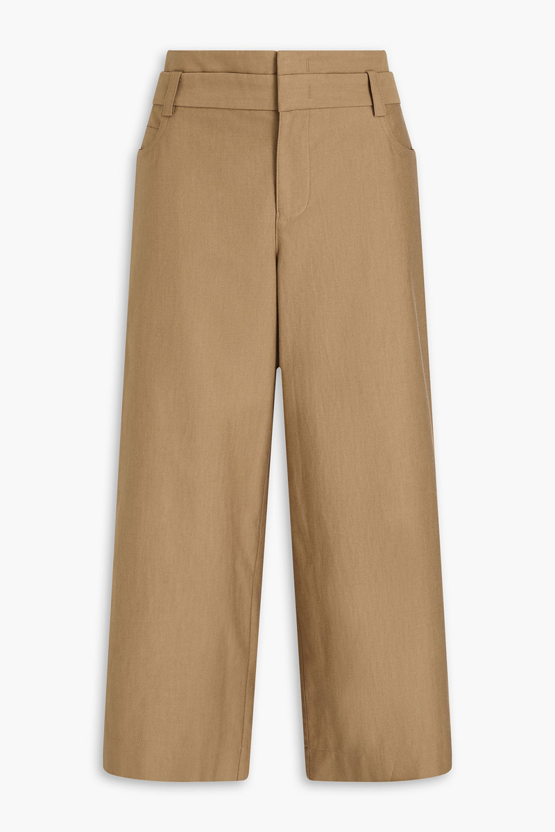 vince. - cotton and wool-blend twill culottes - brown - us 8