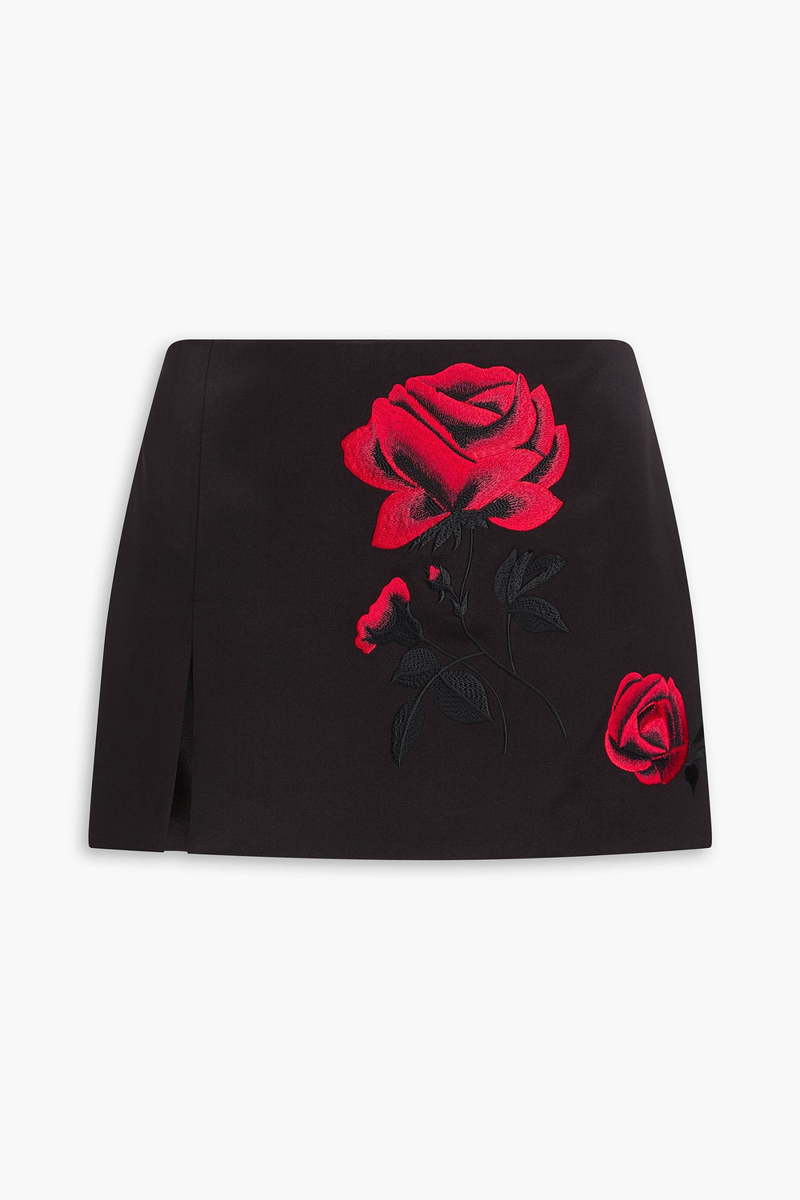 magda butrym - embroidered silk and wool-blend mini skirt - black - fr 38