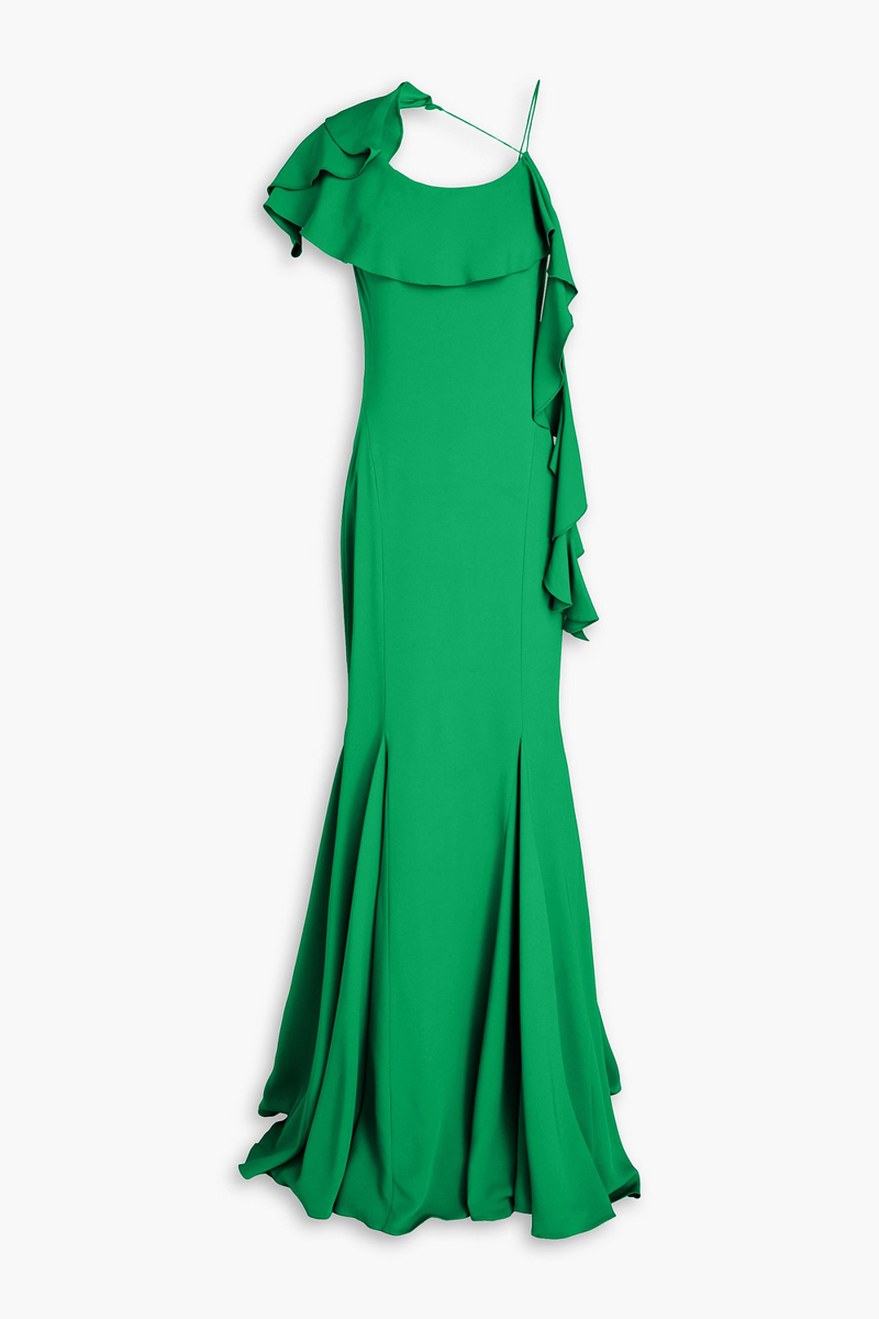 oscar de la renta - ruffled cady gown - green - us 6