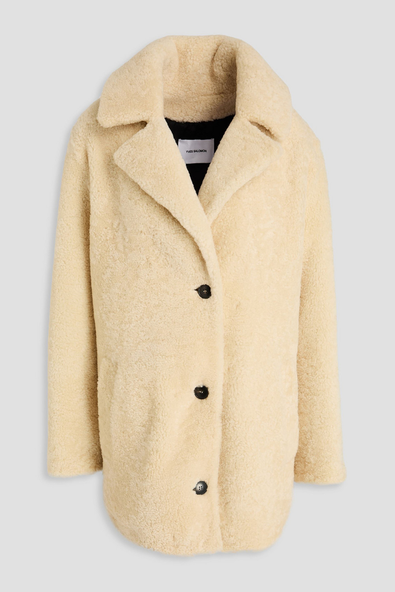 yves salomon - shearling coat - white - fr 36