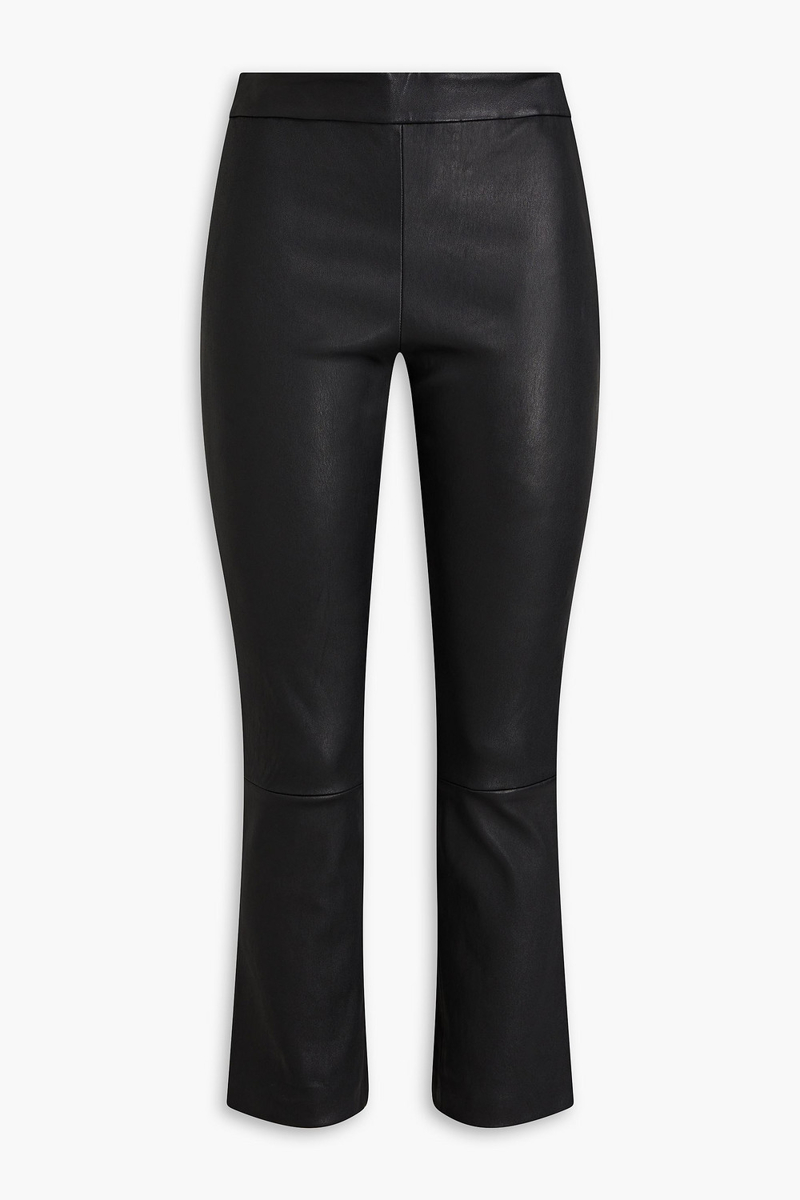 theory - leather kick-flare pants - black - us 00