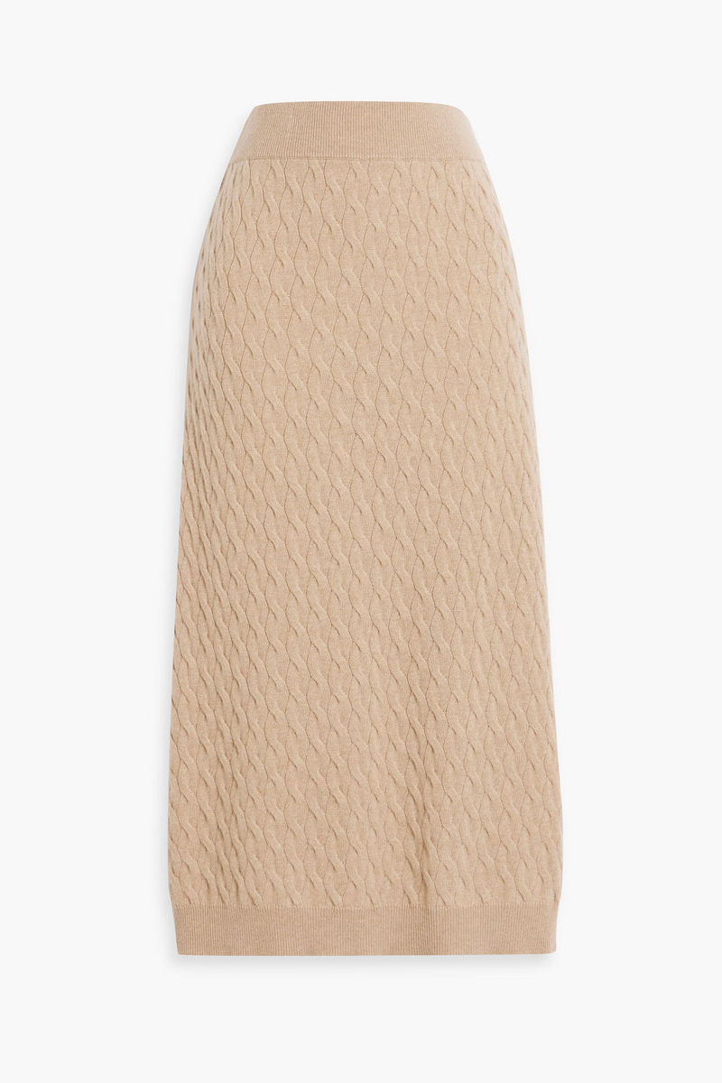 brunello cucinelli - cable-knit cashmere midi skirt - neutral - m