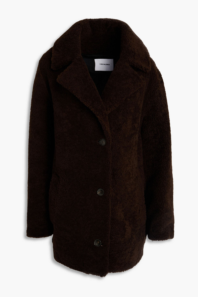 yves salomon - shearling coat - brown - fr 40