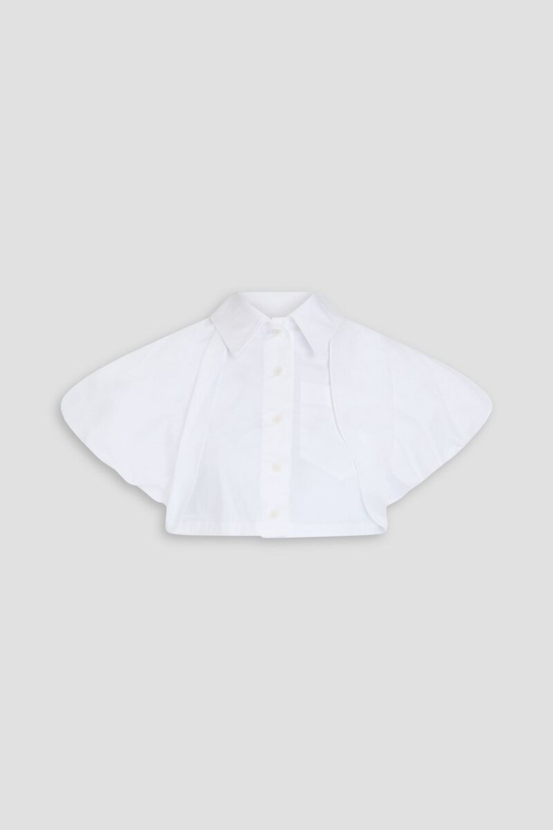 JACQUEMUS - Pavane cropped cotton-blend poplin shirt - White - FR 40