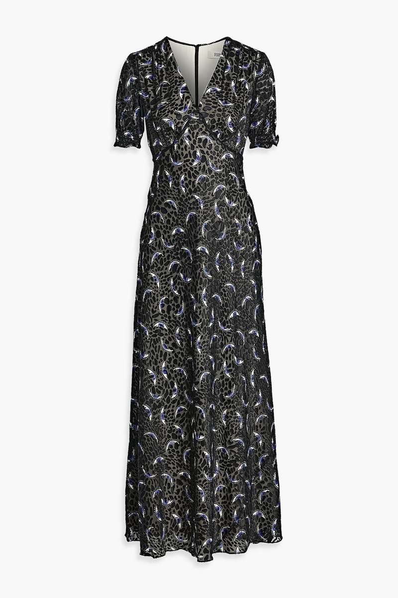 Diane von Furstenberg - Walker printed fil coupé chiffon maxi dress - Black - US 00
