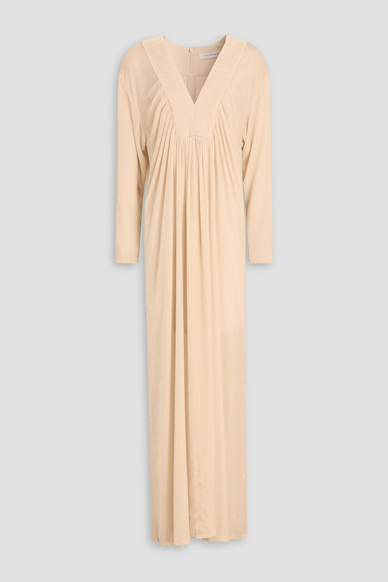zimmermann - ruched velvet maxi dress - white - 00