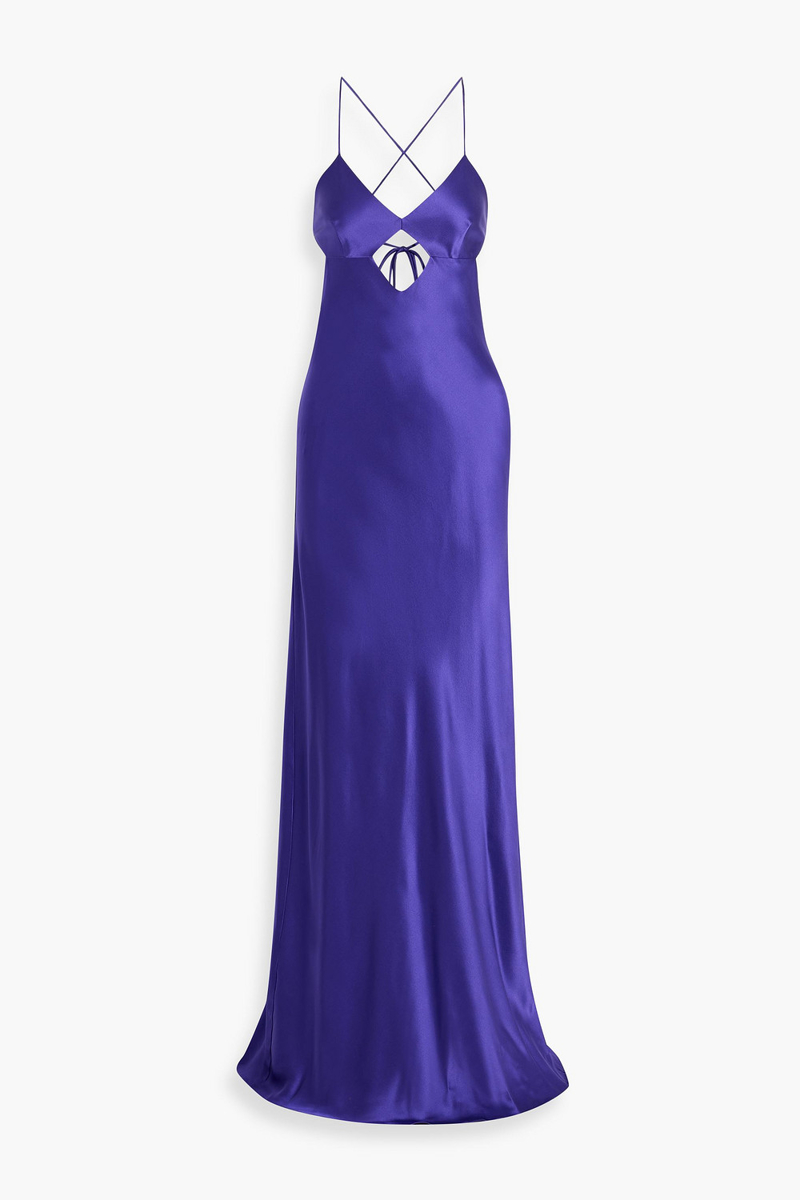 michelle mason - cutout silk-satin gown - purple - us 6