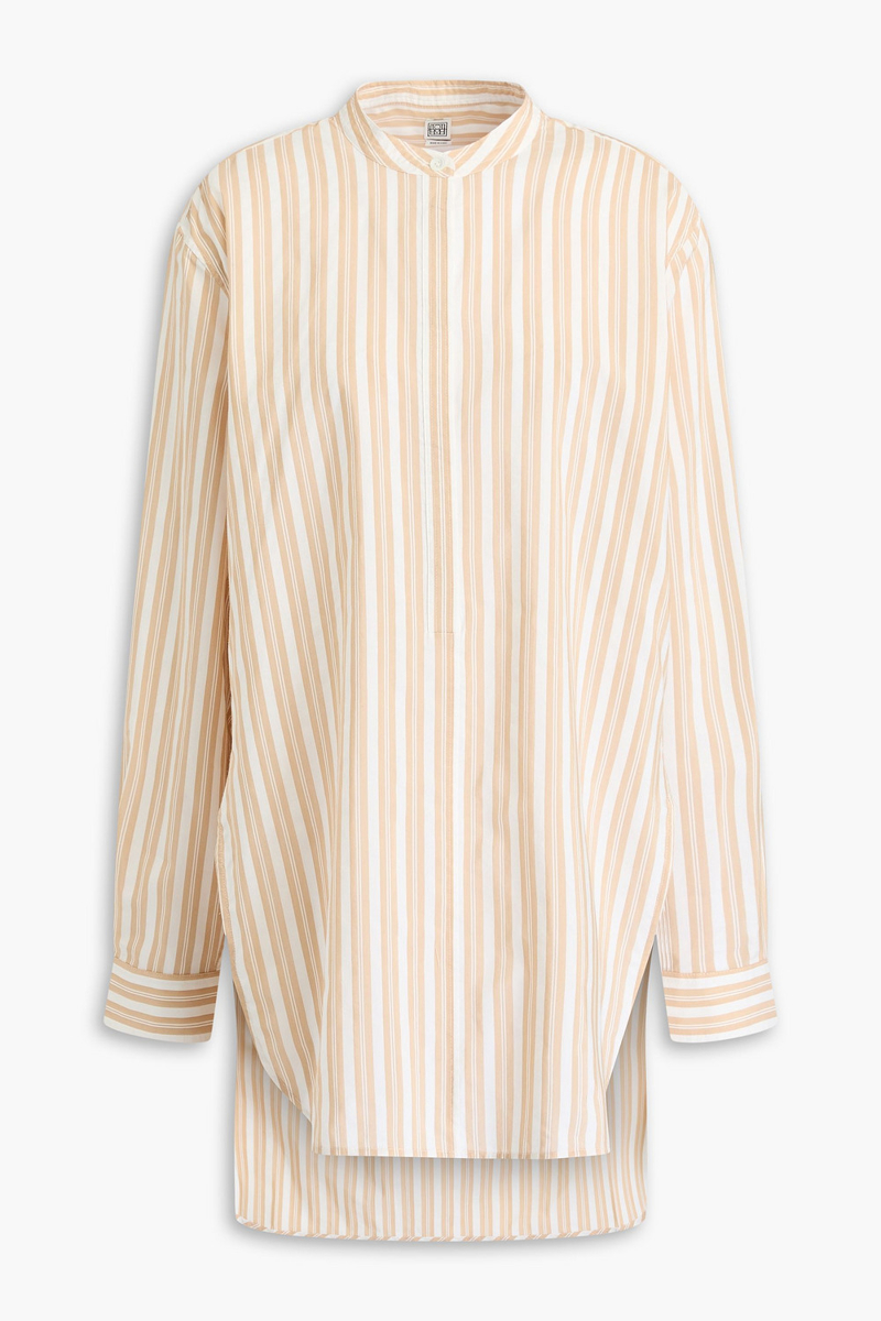 toteme - striped cotton and silk-blend shirt - neutral - fr 34