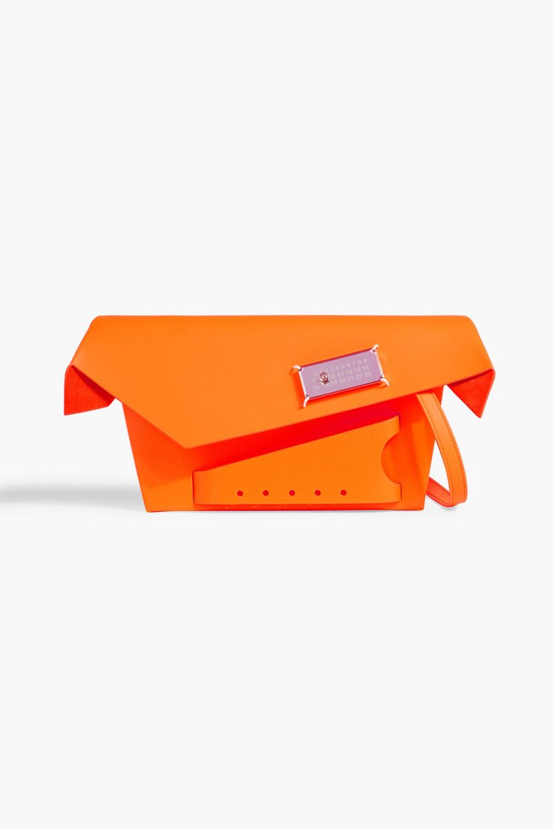 Maison Margiela - Snatched neon smooth and textured-leather shoulder bag - Orange - OneSize