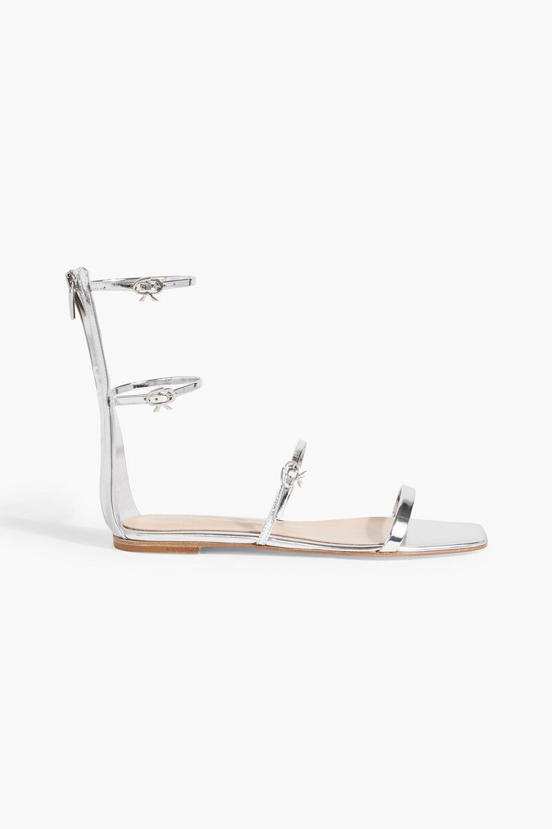 Gianvito Rossi - Ribbon Downtown mirrored-leather sandals - Metallic - EU 40