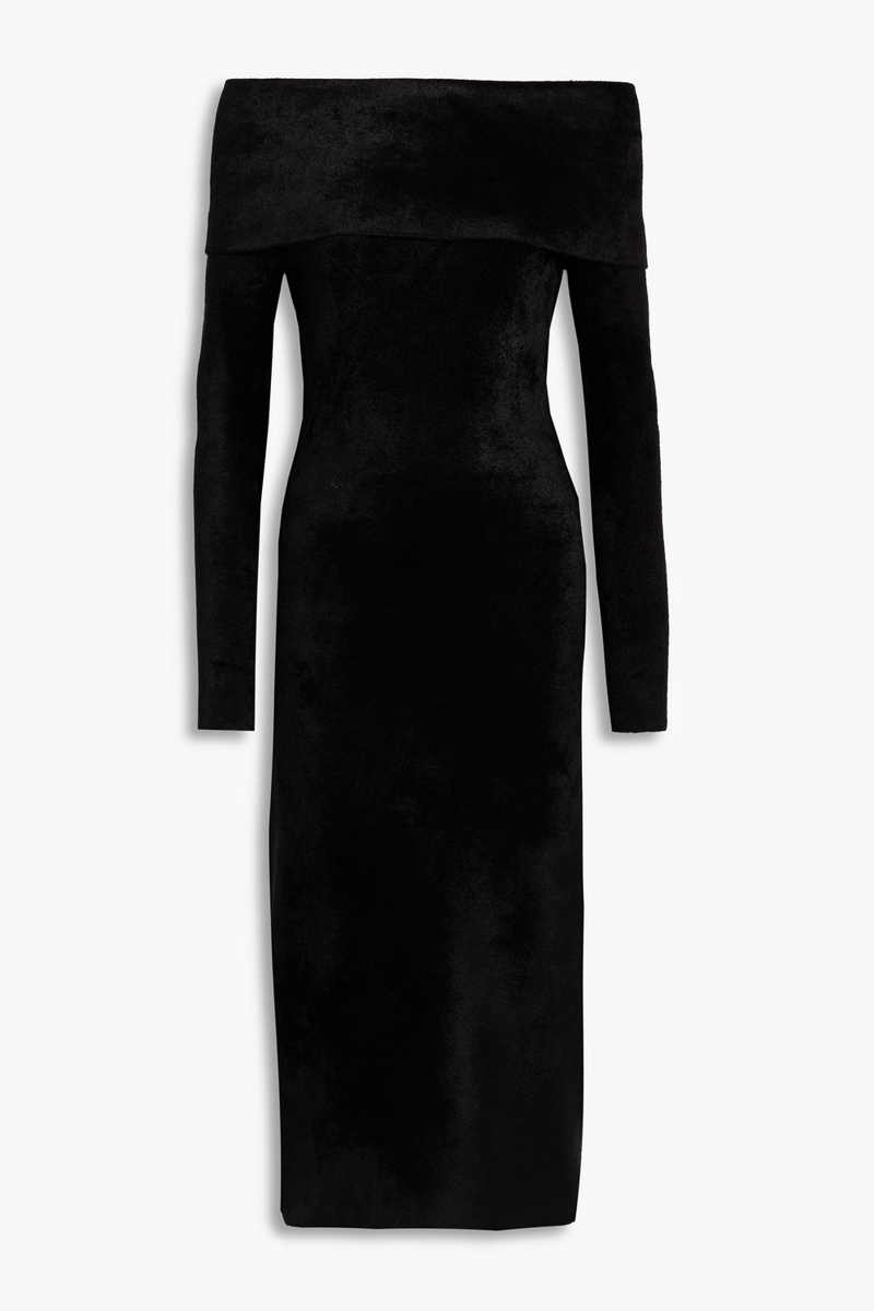 Altuzarra - Off-the-shoulder stretch-velvet midi dress - Black - M