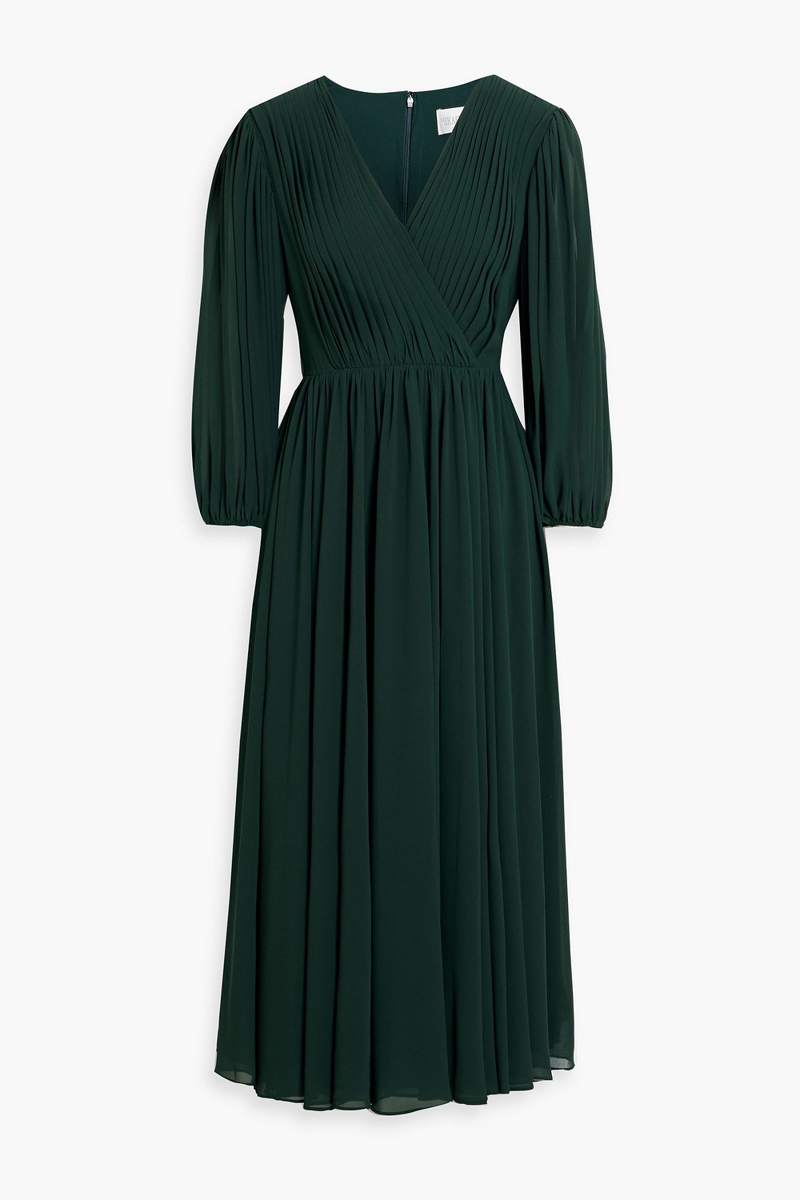 Mikael Aghal - Pintucked cutout chiffon midi dress - Green - US 10