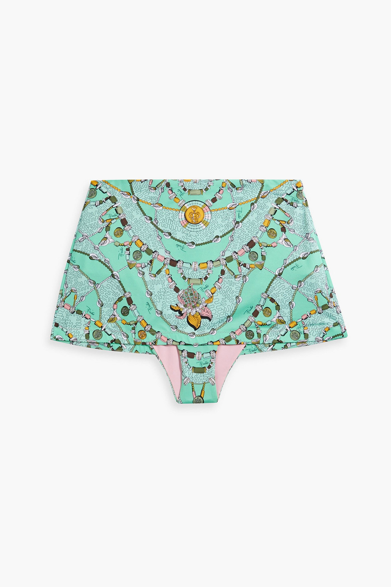 pucci - skirt-effect printed high-rise bikini briefs - green - it 40