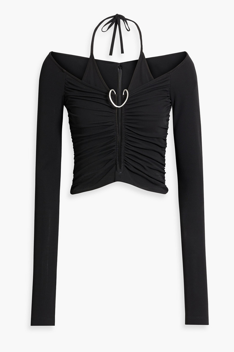 Dion Lee - Ruched jersey halterneck top - Black - UK 8
