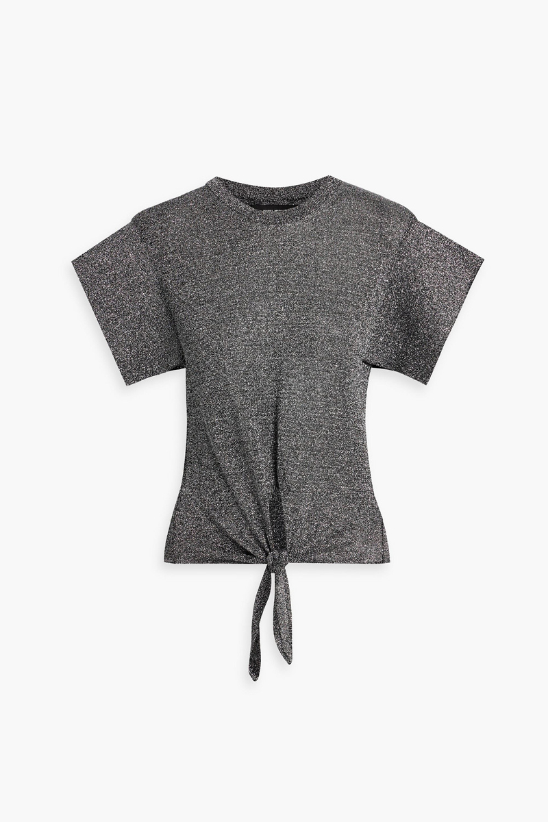 Isabel Marant - Mendel tie-front metallic jersey top - Black - FR 34