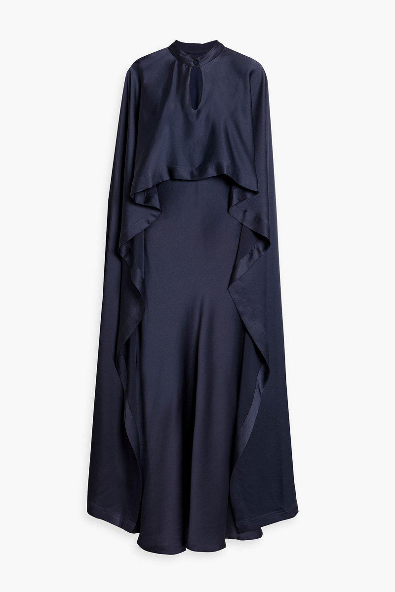simkhai - amory cape-effect satin-crepe maxi dress - blue - us 2