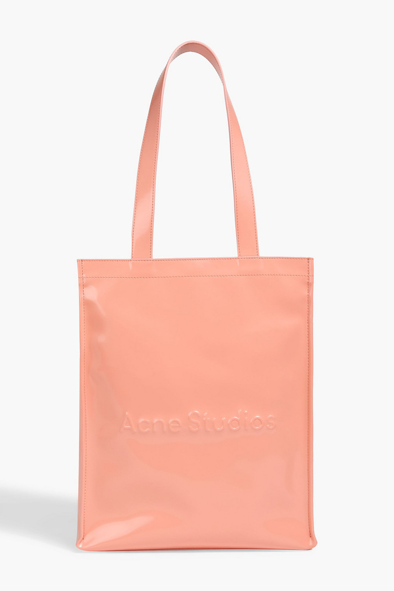 acne studios - embossed patent-leather tote - orange - onesize