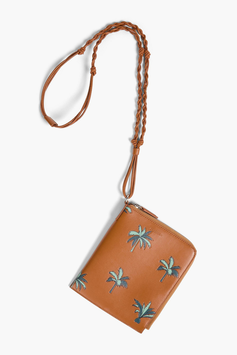 jil sander - printed leather passport cover - brown - onesize