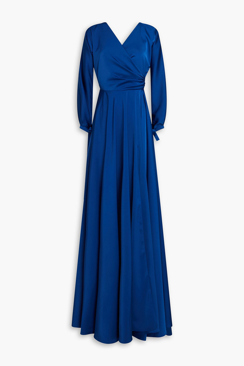 rhea costa - june draped satin gown - blue - it 38