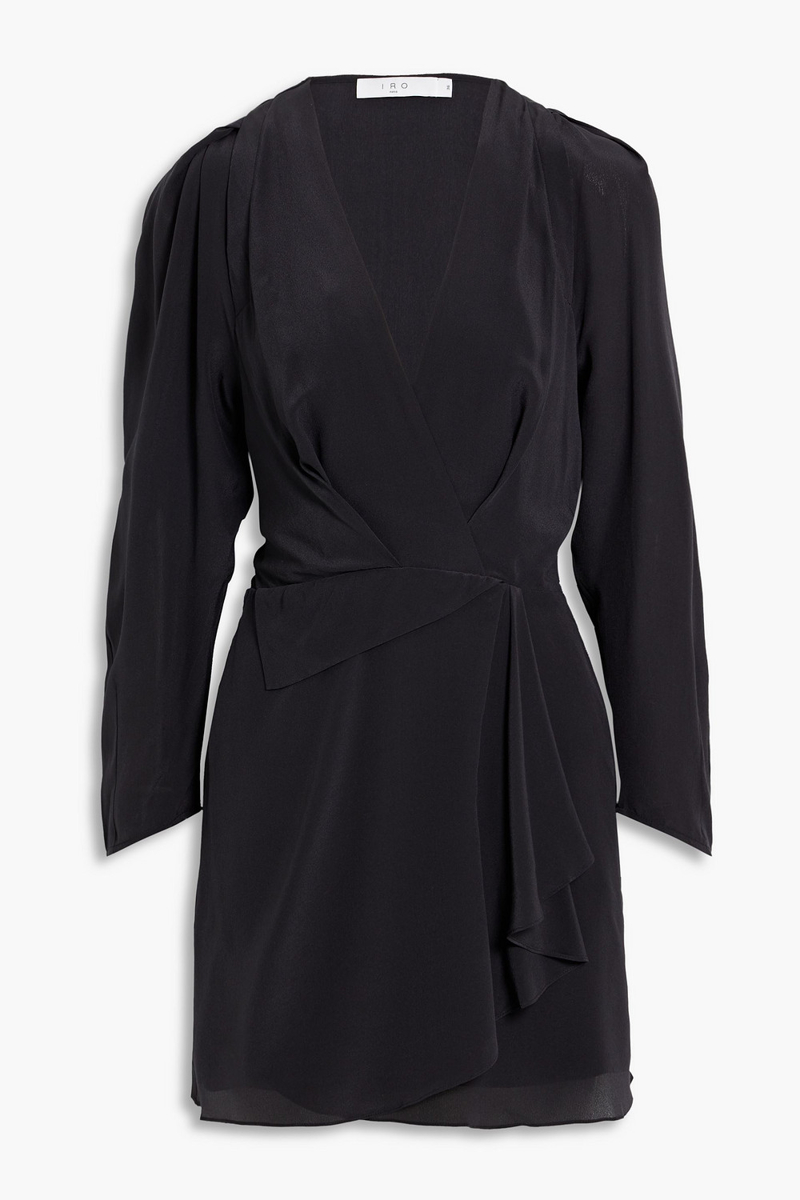 iro - genara wrap-effect silk crepe de chine mini dress - black - fr 34