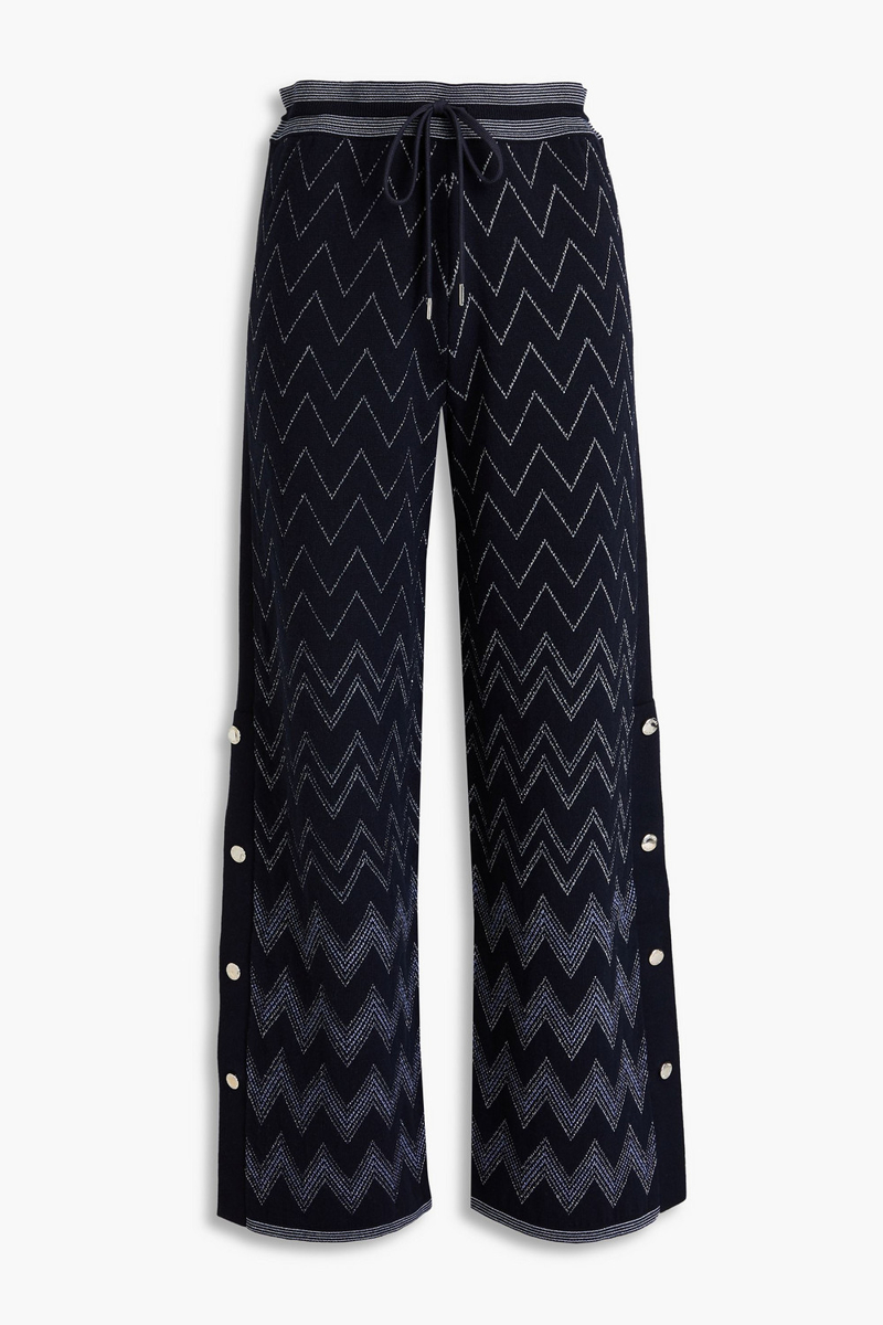 missoni - metallic jacquard-knit wool-blend wide-leg pants - blue - it 40