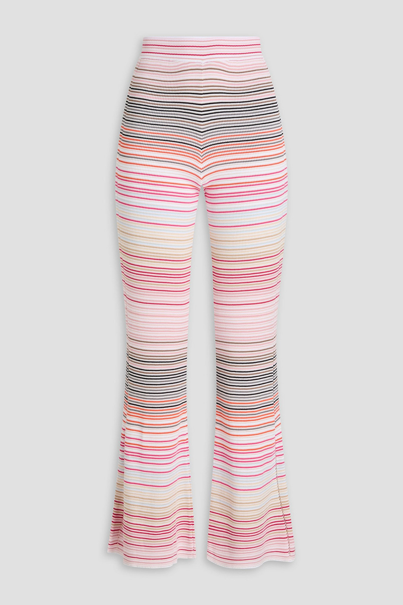 missoni - striped cotton-blend flared pants - white - it 40