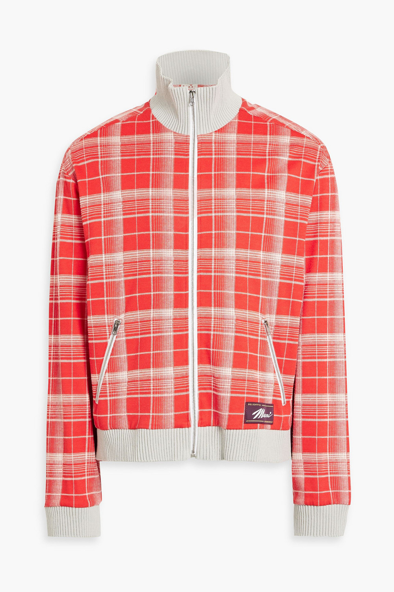 Marni - Checked jacquard-knit bomber jacket - Red - IT 52