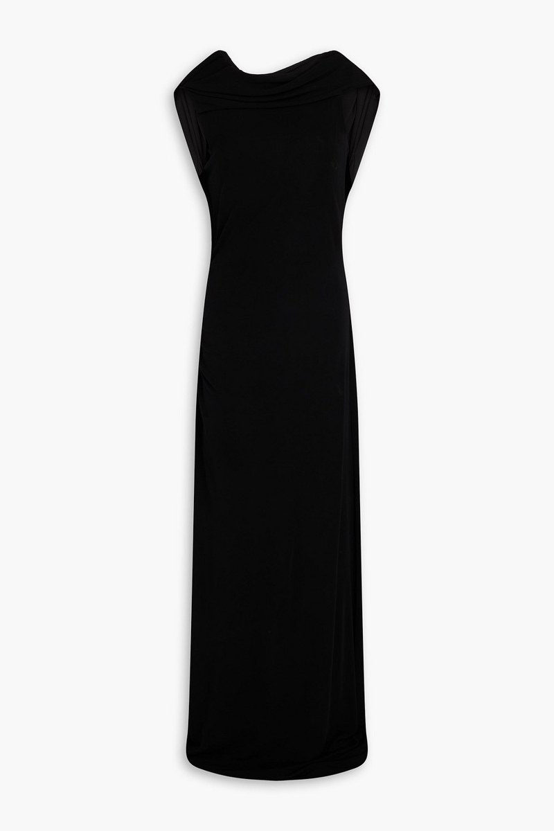 alberta ferretti - draped jersey gown - black - it 38
