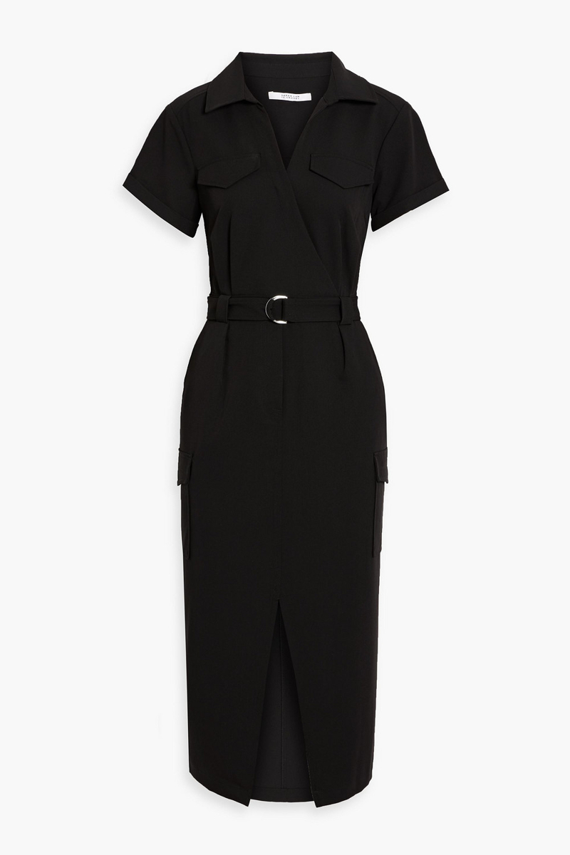 derek lam 10 crosby - lucy wrap-effect crepe midi shirt dress - black - us 0