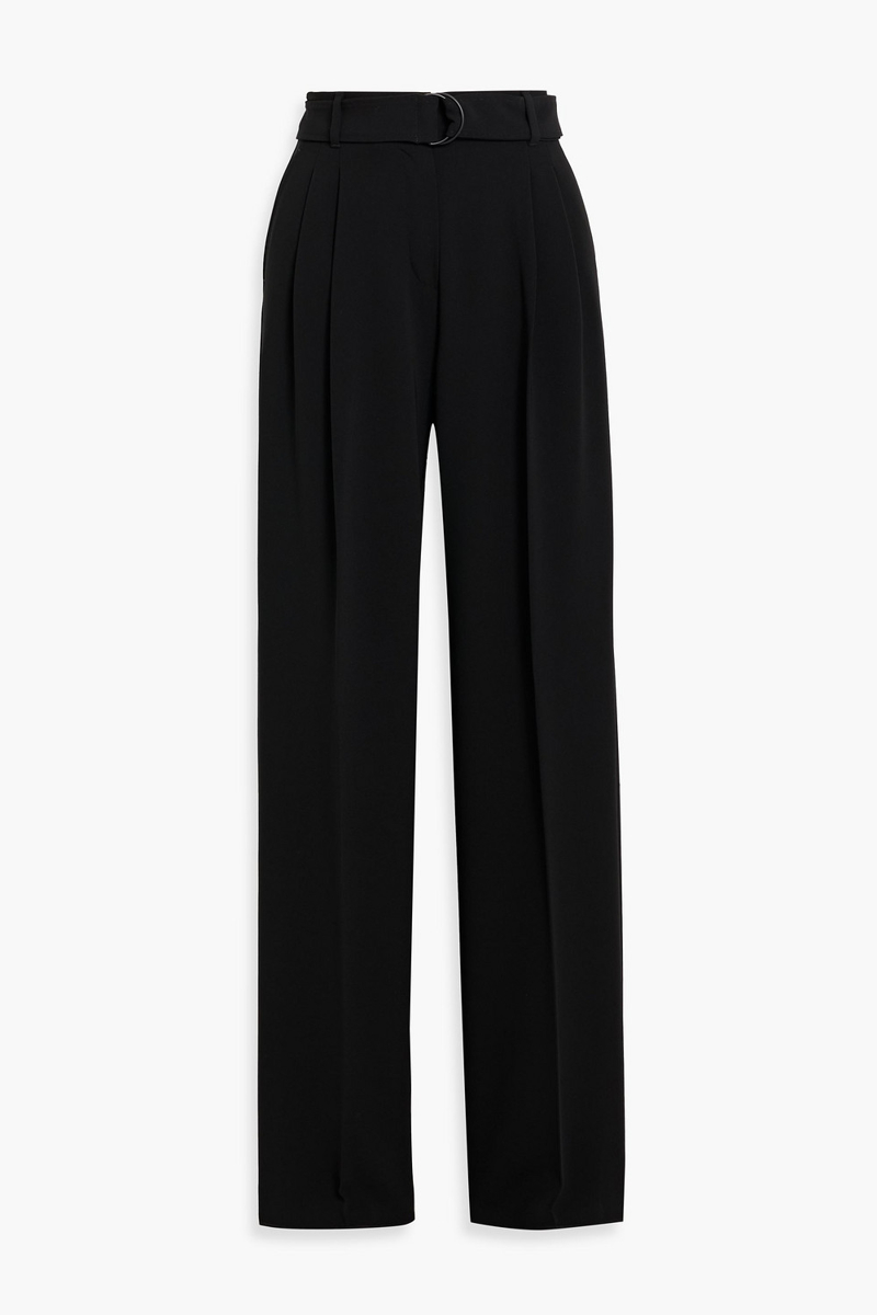 max mara - latina belted crepe straight-leg pants - black - it 34