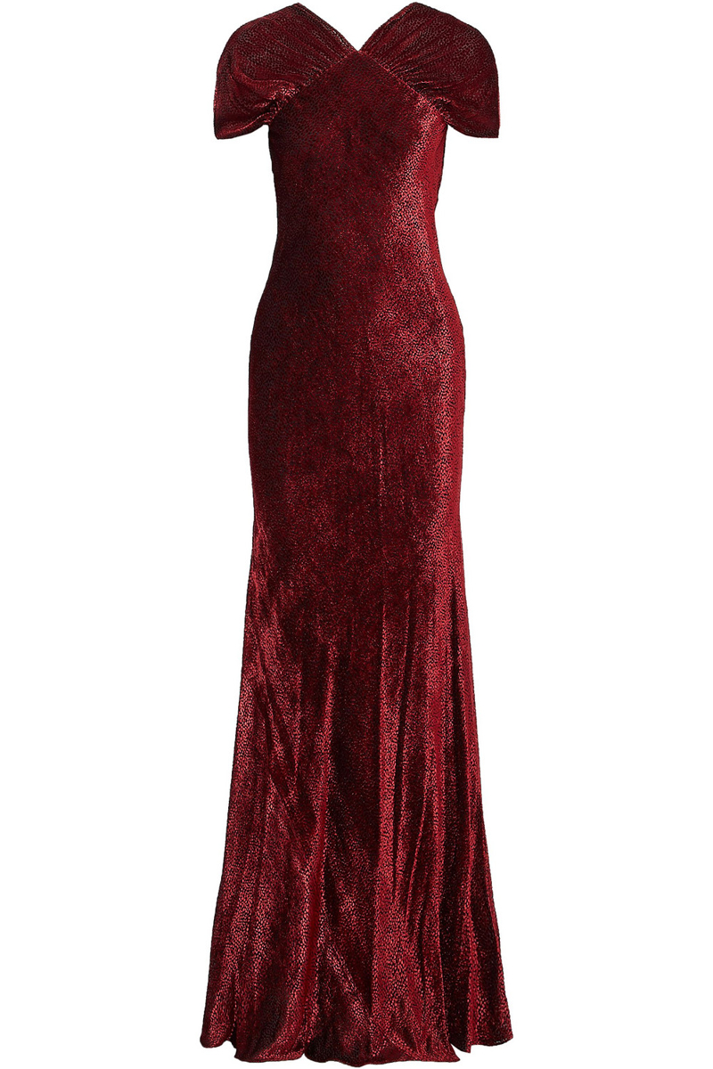 Rosetta Getty - Ruched devoré-velvet gown - Red - US 2
