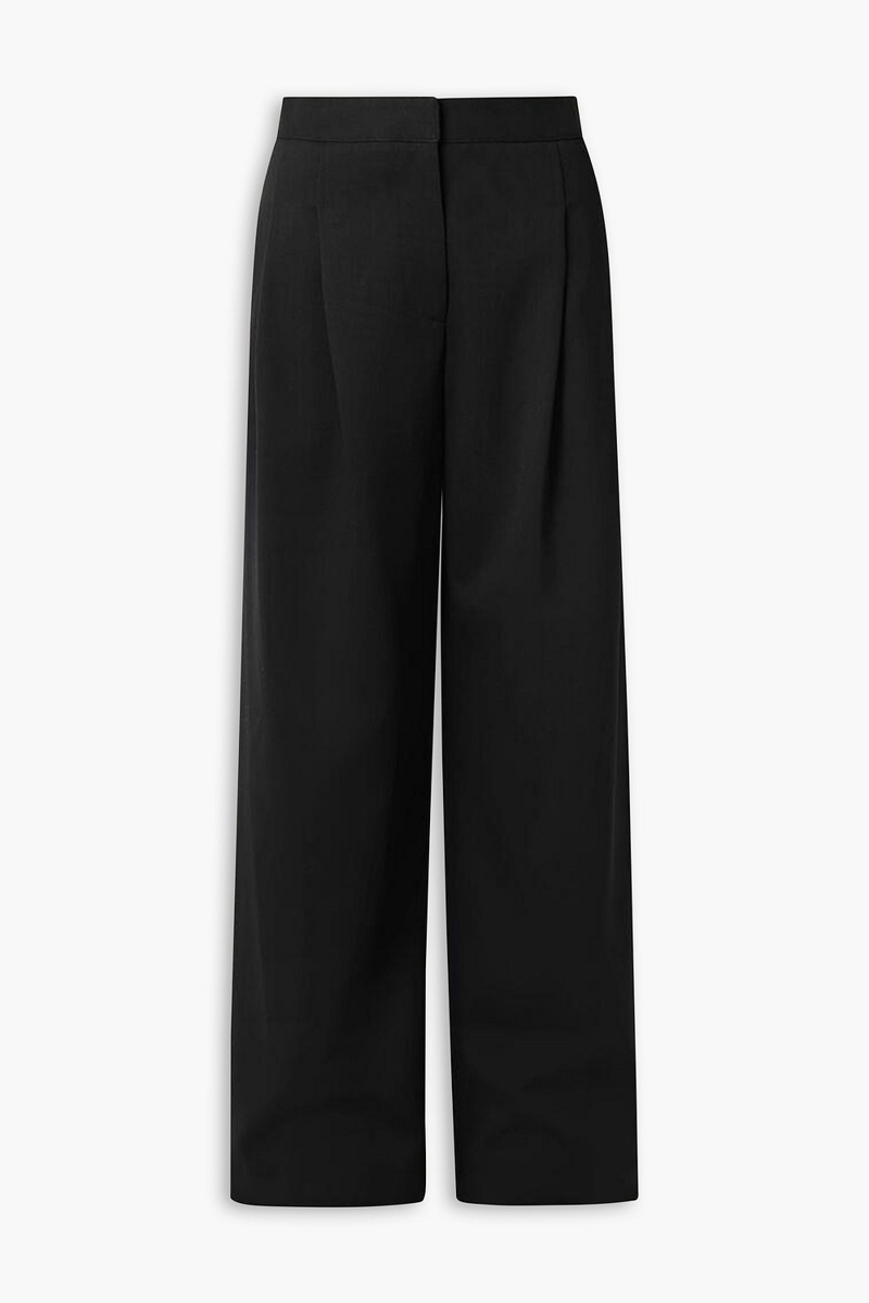 carolina herrera - wool-blend crepe wide-leg pants - black - us 4