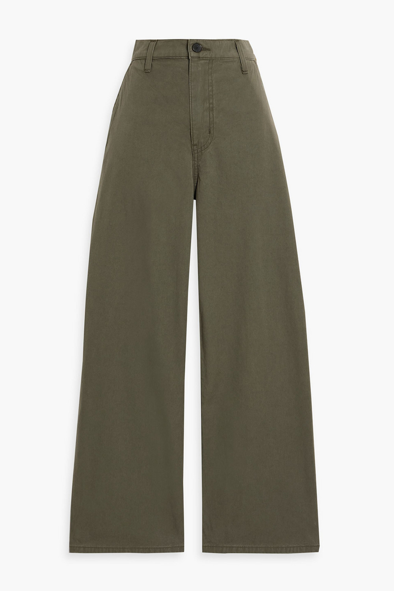 the elder statesman - cotton-twill straight-leg pants - green - 25
