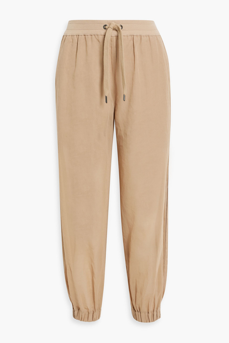 brunello cucinelli - bead-embellished cotton-gauze track pants - neutral - s