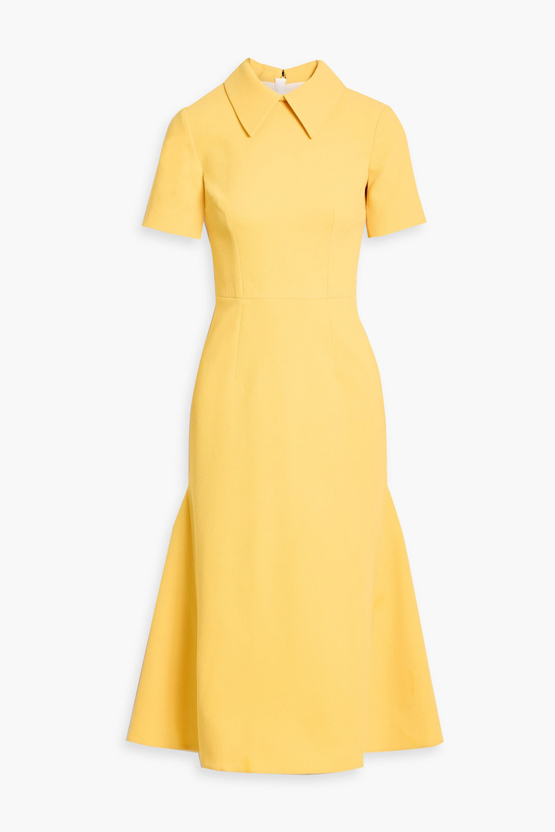 emilia wickstead - eman crepe midi shirt dress - yellow - uk 6