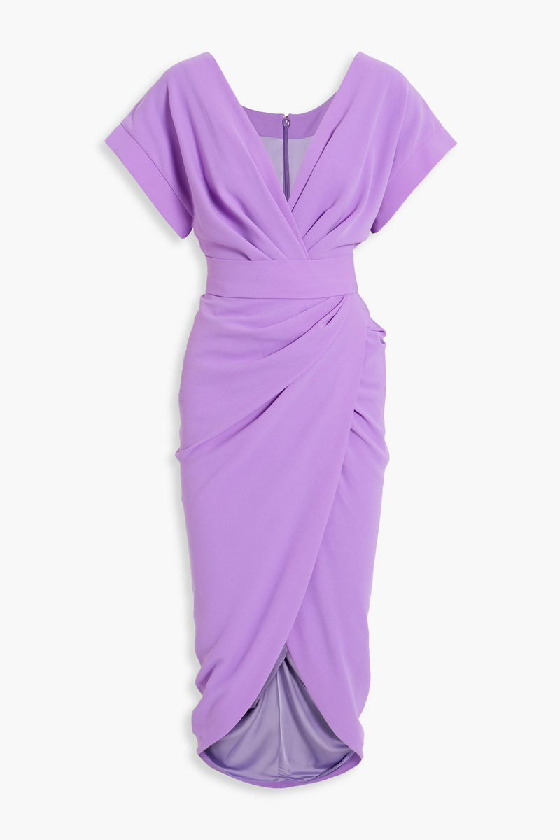 Rhea Costa - Belted draped crepe dress - Purple - IT 42