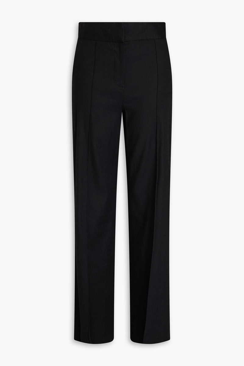veronica beard - cruz linen-blend straight-leg pants - black - us 8