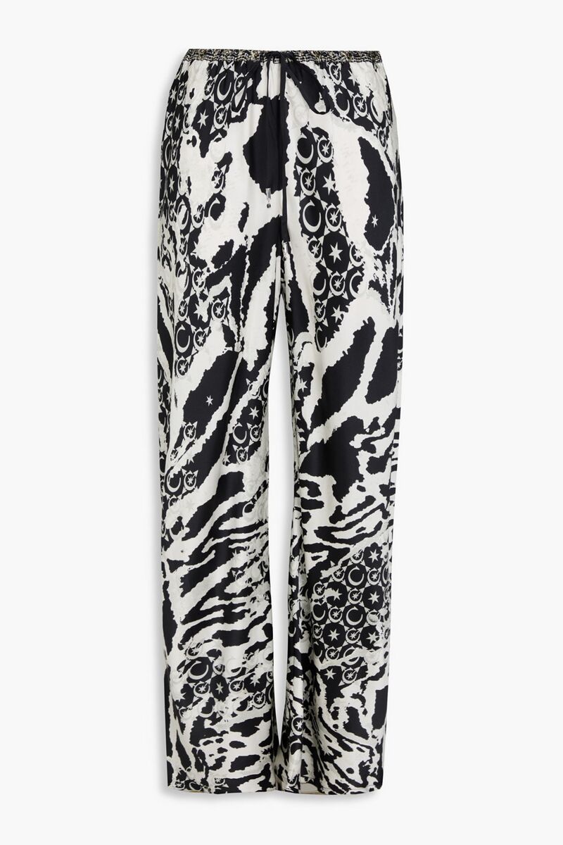Camilla - Crystal-embellished printed silk-satin wide-leg pants - Animal print - XS