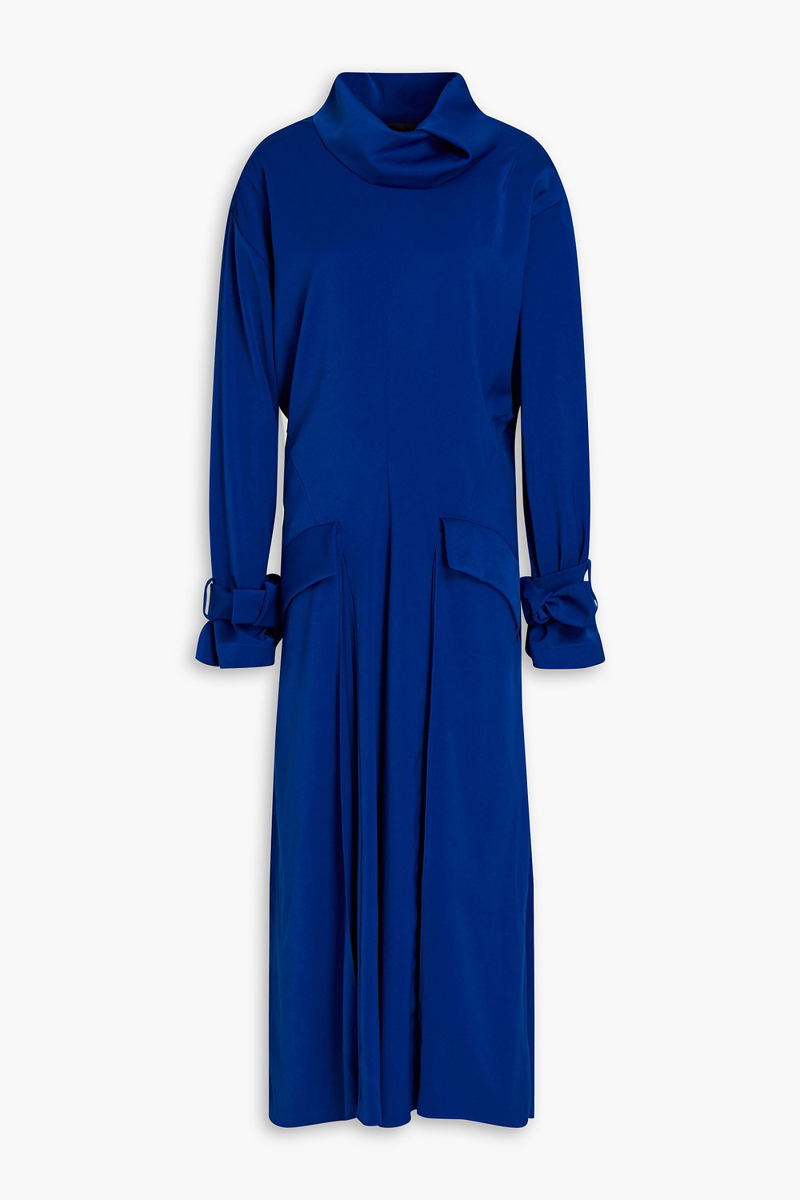 KENZO - Pleated satin midi dress - Blue - FR 38
