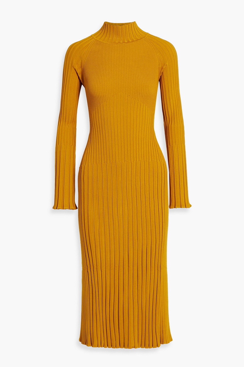 proenza schouler - ribbed-knit turtleneck midi dress - yellow - xs