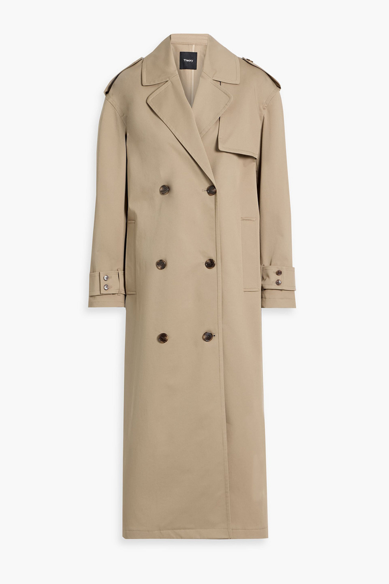 theory - cotton-blend gabardine trench coat - neutral - xs