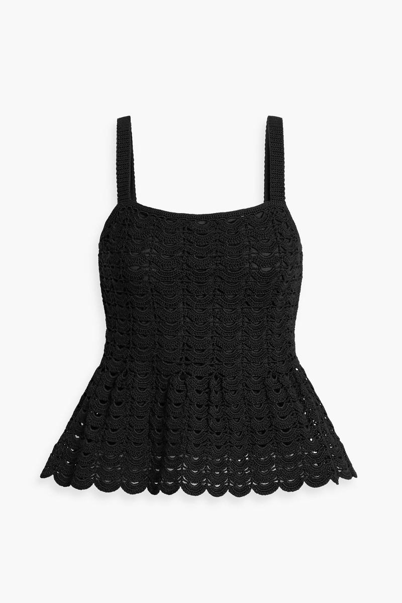 carolina herrera - crochet peplum top - black - s