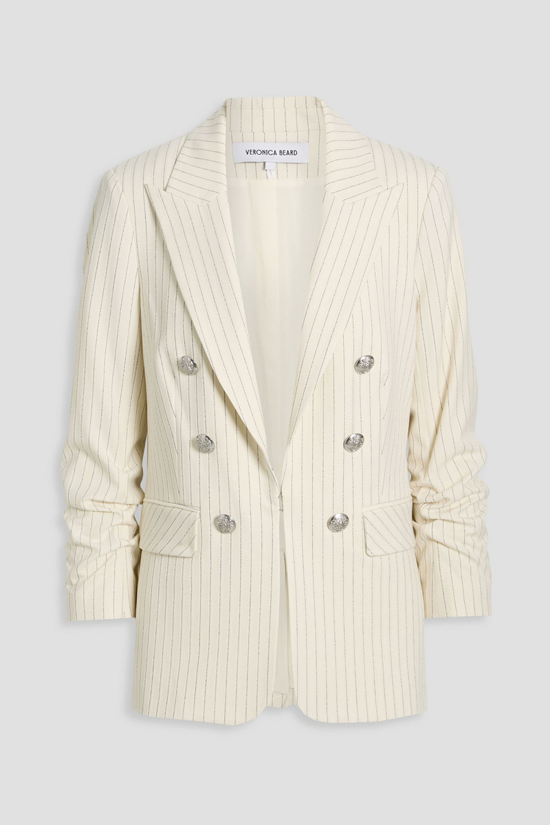 veronica beard - beacon dickey pinstriped jacquard blazer - white - us 0
