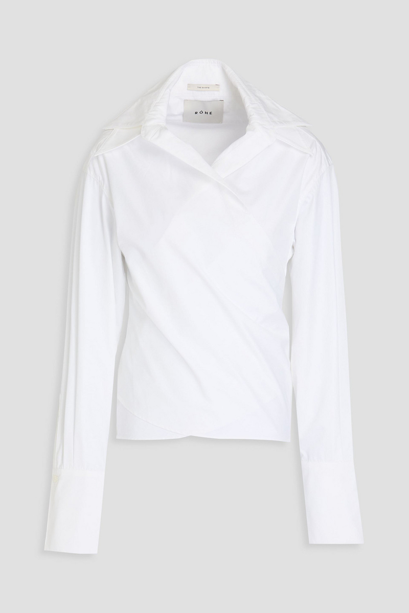 róhe - cotton-poplin wrap blouse - white - de 38