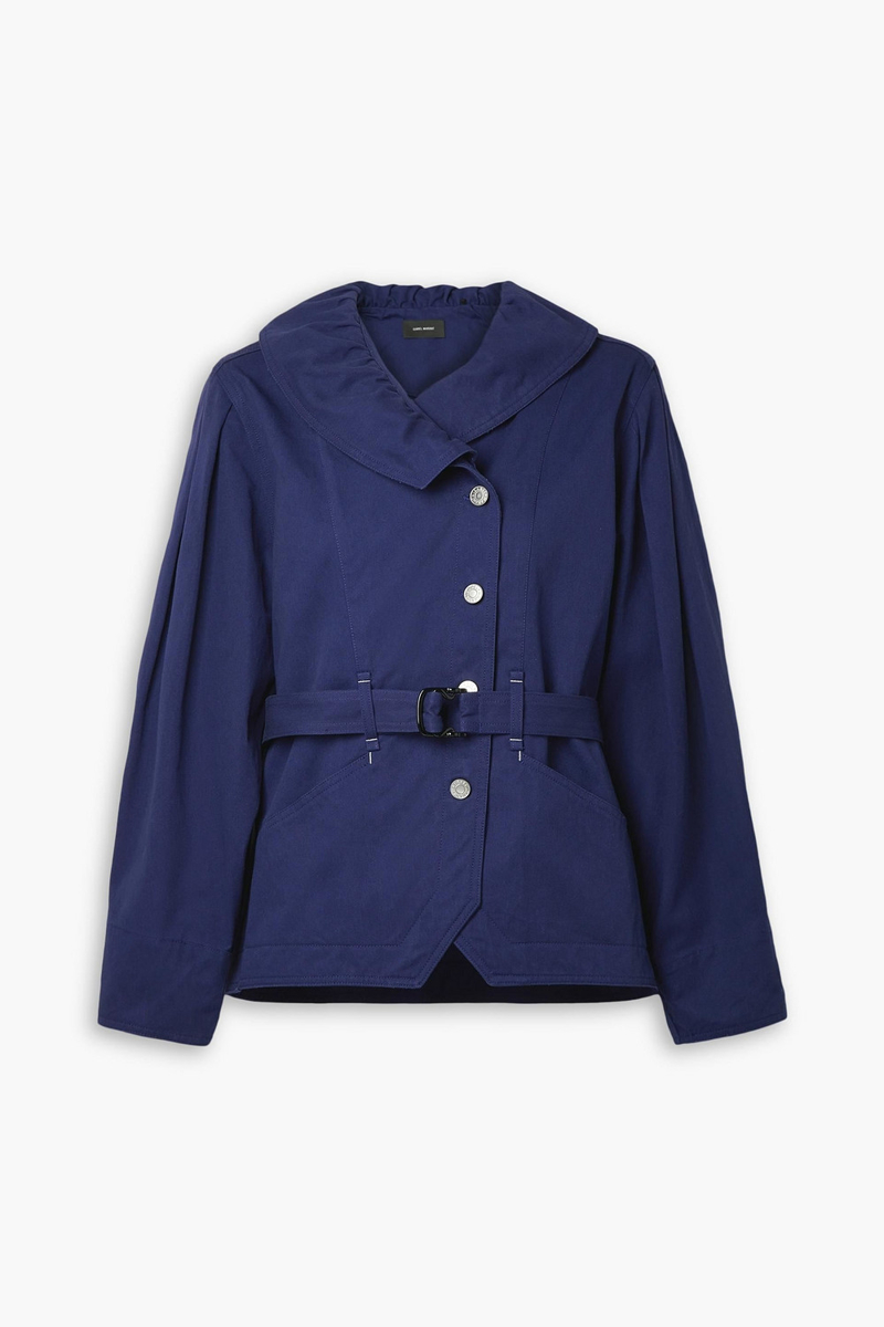 Isabel Marant - Dipazo belted ruffled cotton-twill jacket - Blue - FR 38