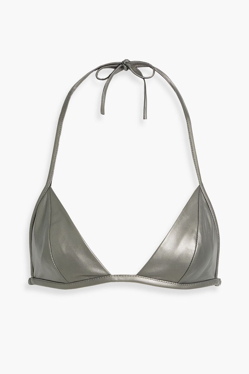 Rick Owens - Leather halterneck bra top - Metallic - IT 42