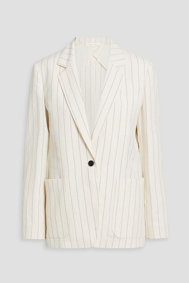 Max Mara - Micron pinstriped linen and cotton-blend blazer - White - IT 46