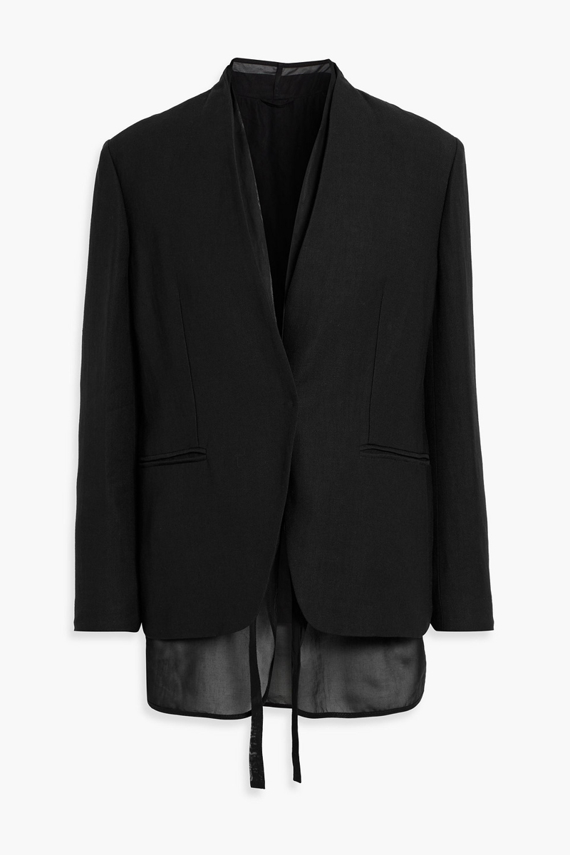 brunello cucinelli - bead-embellished layered twill and chiffon blazer - black - it 40